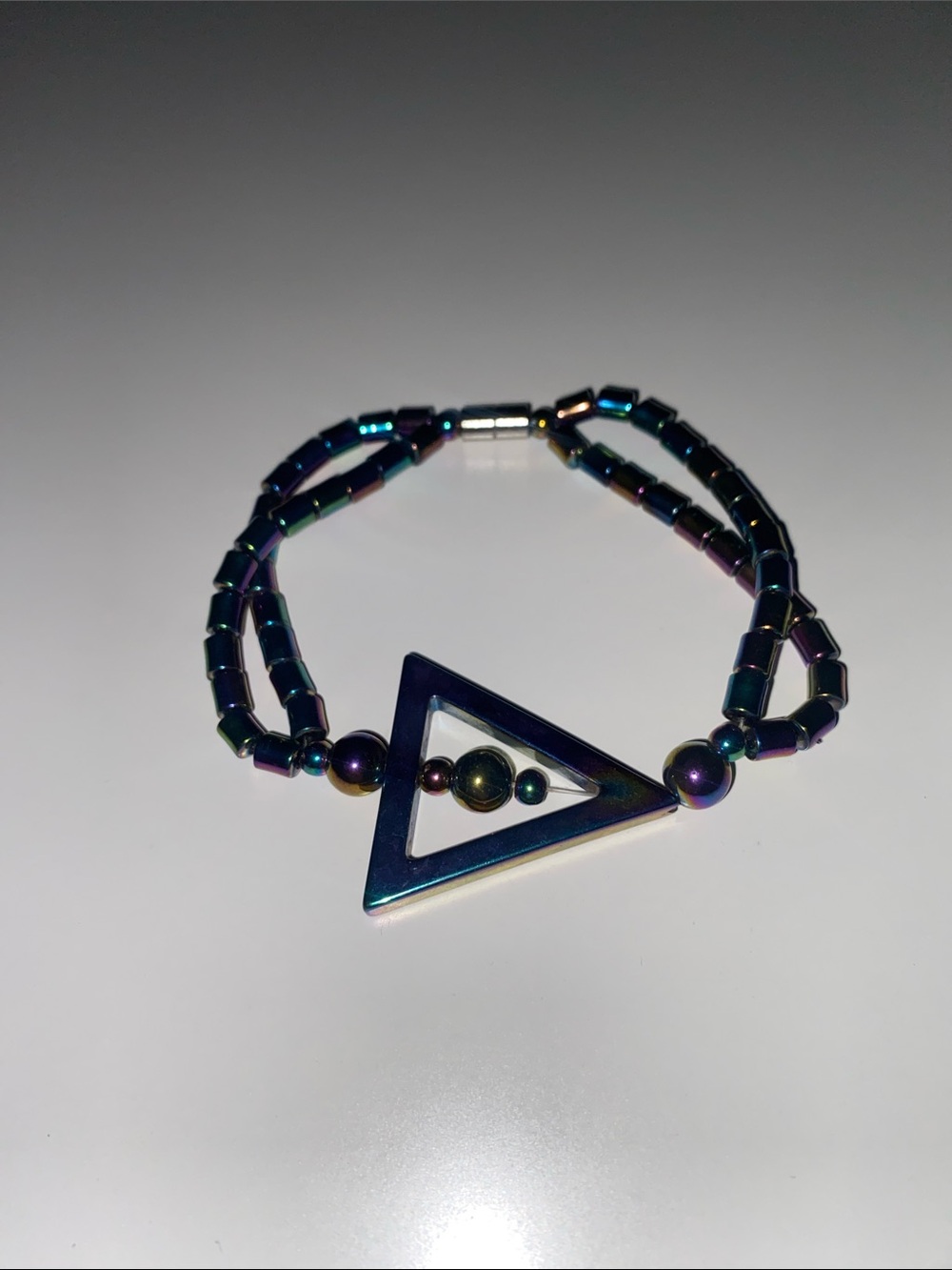 Iridescent Triangle Beaded Bracelet - Hologram Unicorn Boho Y2K Style